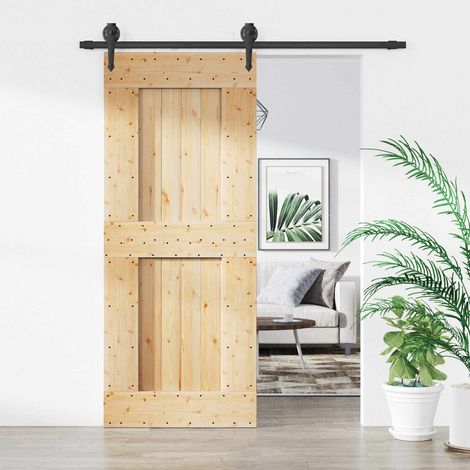 vidaXL Puerta Corredera Natural y negro 85 x 210 cm (1/5)