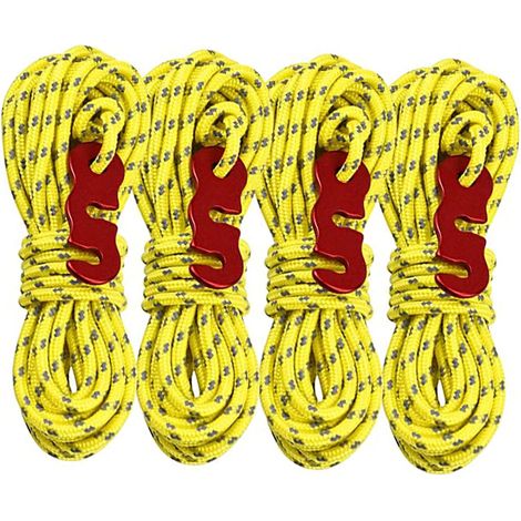 Corde De Tente - Nylon Réfléchissant 3 mm - Longueur 4 m - Avec Tendeur À 3 Orifices - Pour Camping Extérieur Et Aventure - Lot De 4 (1/5)