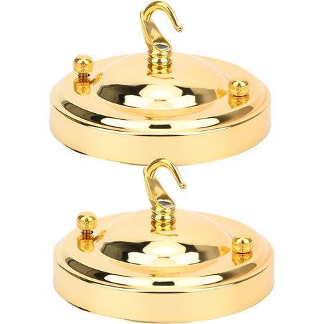 (d'or) 2 Pièces Rosace de Plafond, Crochet de Plafond pour Suspension Plaque de Plafond Vintage Lustre avec Vis Correspondantes Accessoires de Suspension Polyvalente