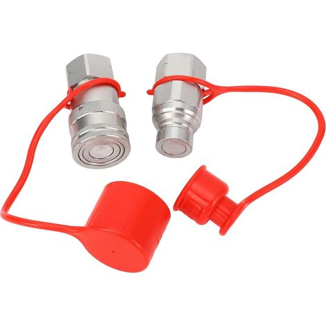 2 raccords rapides hydrauliques plats 3 4 NPT avec capuchons (1/5)