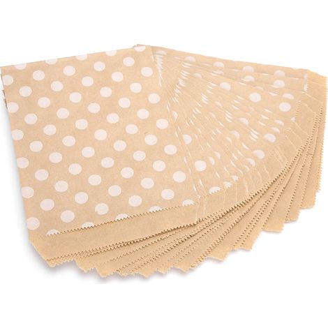 25 Sachets en Papier Kraft Réutilisables pour Goûters, Friandises, Fruits Secs et Biscuits - Lot avec Impression à Points (1/5)