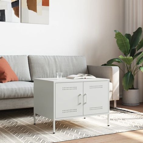 Maison Exclusive - Tavolino da Salotto Bianco 68x50x50,5 cm in Acciaio