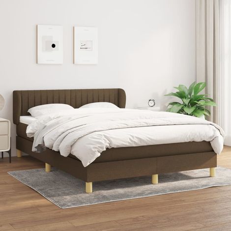 Sommier à lattes de lit avec matelas Marron foncé 140x190 cm (1/5)