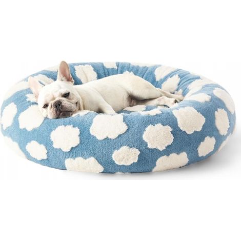 Panier rond pour chien Donut de taille moyenne, idéal pour l'intérieur, apaisant, avec housse lavable, joli panier moderne pour chiots (1/4)