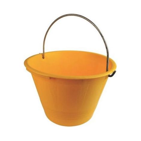 SECCHIO GIALLO MURATORE IN PLASTICA RINFORZATO PESANTE MANICO FERRO CALDARELLA