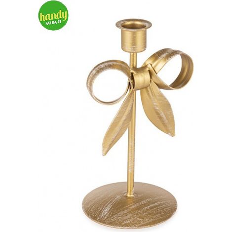 Portacandela 1 posto Ribbon Bizzotto Oro h 18 cm
