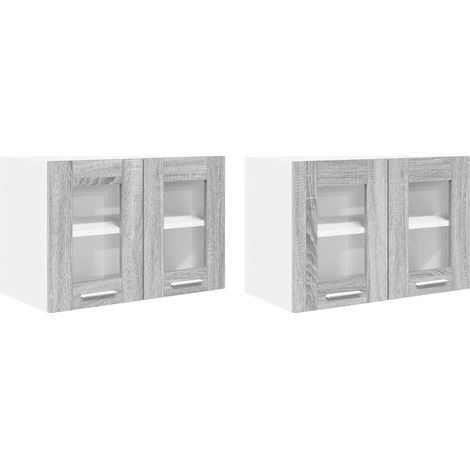 Mueble colgante con puerta 2 pcs Gris Sonoma 60 x 31 x 40 cm vidaXL