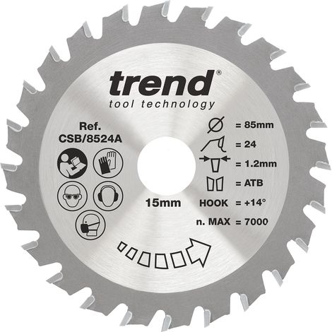 Lame de scie circulaire bois 85 mm, 24 dents, 15 mm alésage, TCT (1/5)