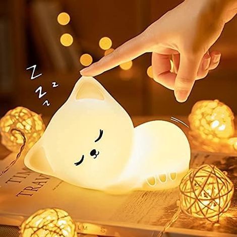 Veilleuse Enfant,Veilleuse Bébé,Veilleuse Bebe Enfant Rechargeable Chat,Veilleuse Bébé LED Portable Fille Adulte,Lampe Chevet Tactile,Veilleuse Silicone Portable,Cadeau Lumineux,Veilleuse Enfant