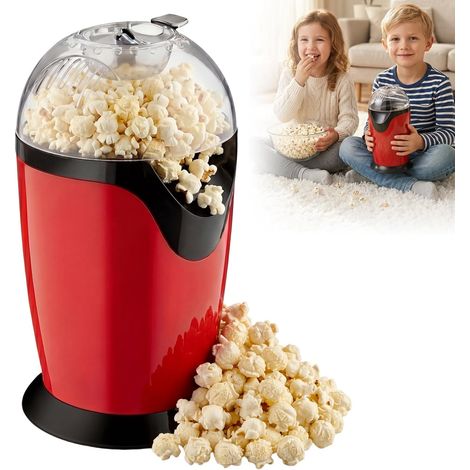 Machine A Pop Corn,1200W 220V Machine À Popcorn Électrique,Mini Machine À Pop-Corn,Machine A Pop-Corn A Air Chaud Pour Soirées Cinéma,Home Cinéma,Fêtes,Noir-Rouge,3 Minutes Rapide Et Facile (1/5)