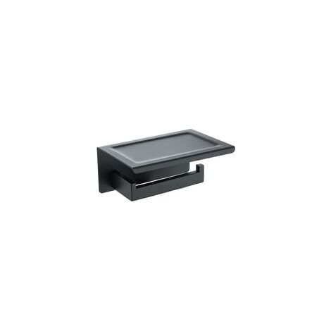 Portarrollos de papel higiénico de pared pintado en negro con soporte para teléfono (1/4)