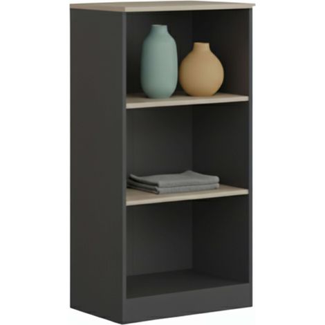 Estantería Auxiliar Nibis Oficina Estudio 3 Estantes Roble Sonoma y Gris Antracita 60x116x40 cm (1/5)