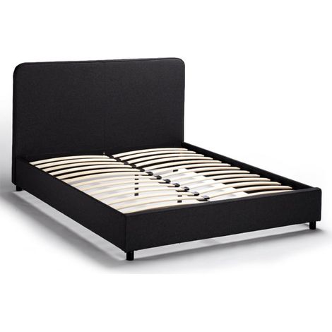 Llb Living Life Bed – Lit 1 place et demi 120x190 cm en tissu noir – Structure en bois FSC – Sommier à lattes renforcé – Design moderne et élégant