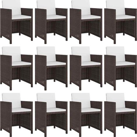 Maison Exclusive - Set da Pranzo da Giardino 13 pz con Cuscini Polyrattan Marrone (1/5)