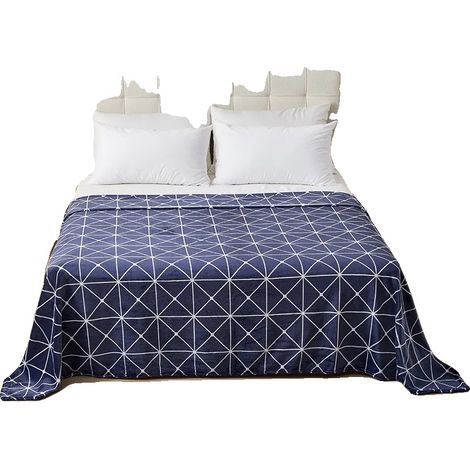 Fleece-Decke, weicher Polyester, modernes geometrisches Design, Blau 130X160cm (1/2)