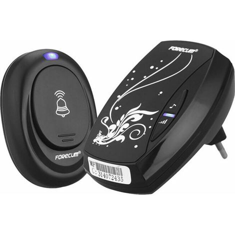 Wireless Doorbell Chime 315Mhz Led 36 Tones Melodies Remote Control Waterproof - Black (1/5)