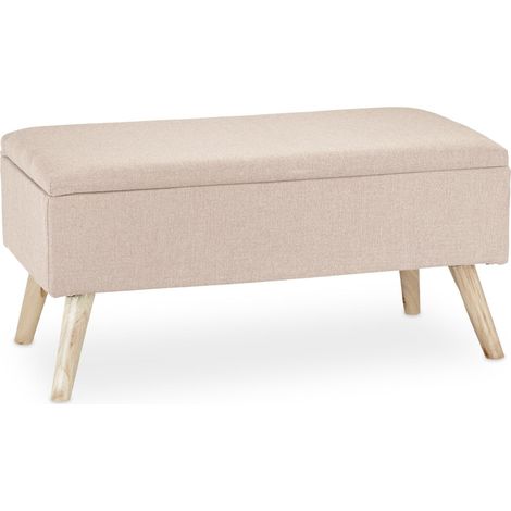 Panca imbottita con spazio portaoggetti 39,5 x 79,5 x 39,5 cm pratica e moderna in tessuto beige 130008722