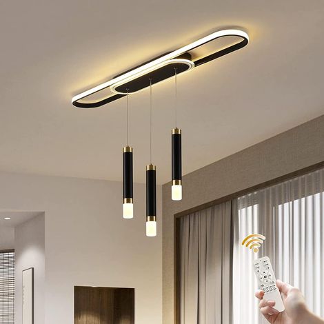 Modern Ceiling Light Pendant Light Dimmable Modern Ceiling Pendant Lighting Indoor Ceiling Lights for Kitchen Dining Room, Living Room,Restauran (Black) (1/5)