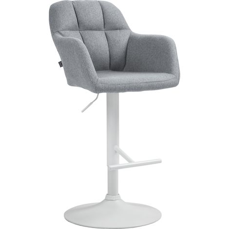 Sgabello da bar in tessuto Natoma grigio Metallo bianco opaco (1/5)