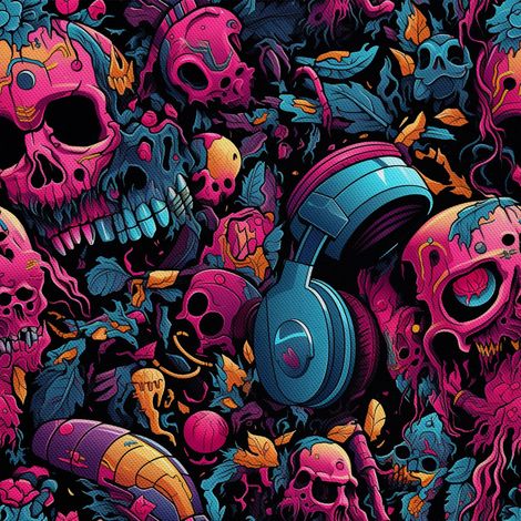 Tela decorativa para exteriores Oxford - Motivo de calavera I DX4282 (1/5)