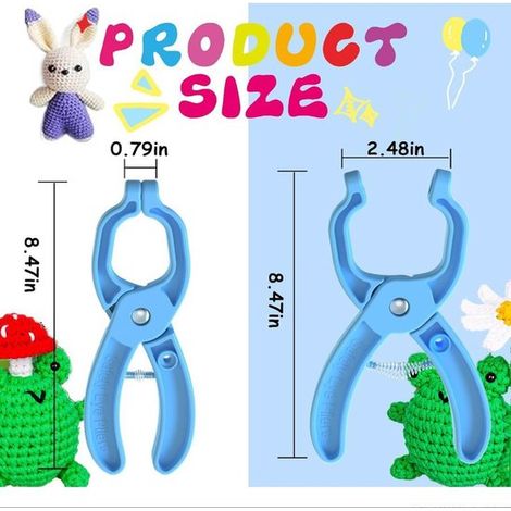 Strumento per occhi di sicurezza all'uncinetto，Pinza per occhi di sicurezza all'uncinetto，Strumento per installare occhi per bambole，Blu (1/4)