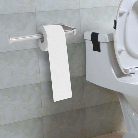 Porte-mouchoirs adhésif en acier inoxydable brossé SUS304 - Grand format, pour salle de bain et cuisine - À fixer sous un meuble (1/5)