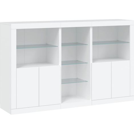 Credenza cassettiera cassettiera mobile contenitore organizer cucina soggiorno soggiorno con luci LED 162 x 37 x 100 cm bianco 020029830