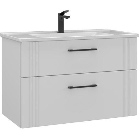 Waschtischunterschrank "Bari 85 v2" – 85 x 45 x 55 cm – Mattweiß (1/3)