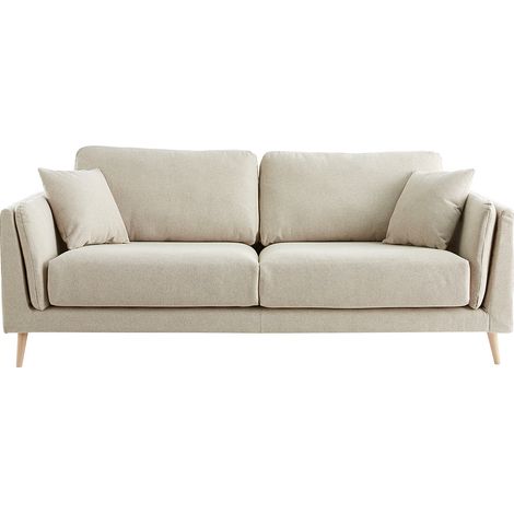 Divano design 3 posti in tessuto beige naturale VOGUE