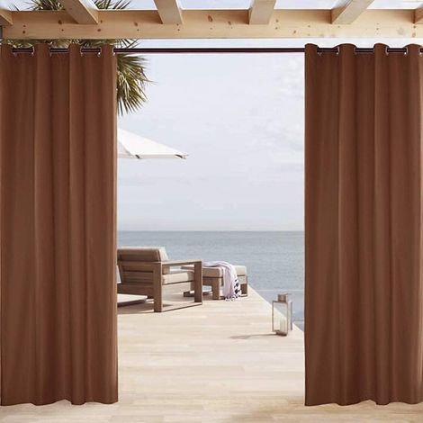 Blackout curtain for outdoor use, waterproof curtains for garden, patio, pergola, sunshade, interior or exterior door, 2 panels (1/5)