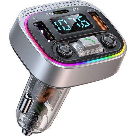 Transmisor FM Bluetooth - Reproductor de música inalámbrico para coche con retroiluminación LED de colores, compatible con llamadas manos libres, Bluetooth para coche Qc3.0 Bavokon (1/5)