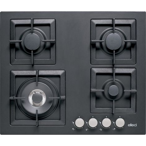 Elleci Plano 60 G40 Noir Encastrable 60 cm Gaz 4 Brûleurs