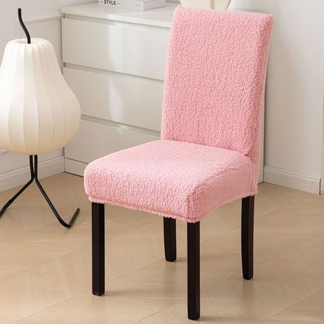 Fundas de lana gruesa para sillas, juego de 2, adecuadas para sillas de comedor, taburetes y otros muebles, perfectas para otoño e invierno, color rosa (1/4)