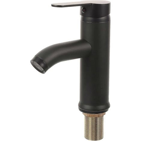 Robinet mitigeur de salle de bain à levier unique en acier inoxydable noir pour lavabo de cuisine (1/2)