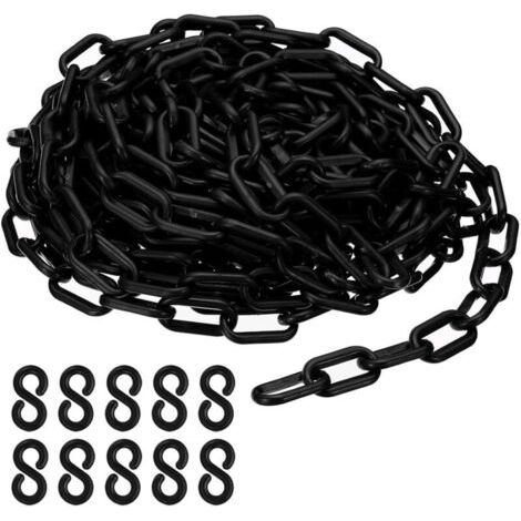 Maillons de chaîne en plastique noir, 10M,6 mm, pour barrières, parkings, clôtures, portails et décoration (1/5)