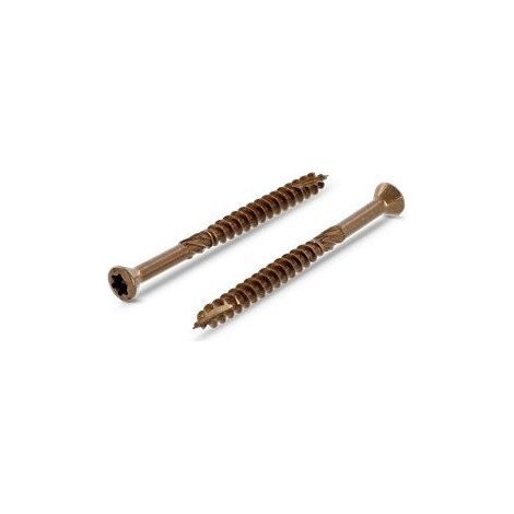 Vis terrasse TEKOR Tête fraisée Cranté TORX T25 Pointe antifendage type 17 5X80 Inox A2 Brun-200 pièces (1/2)