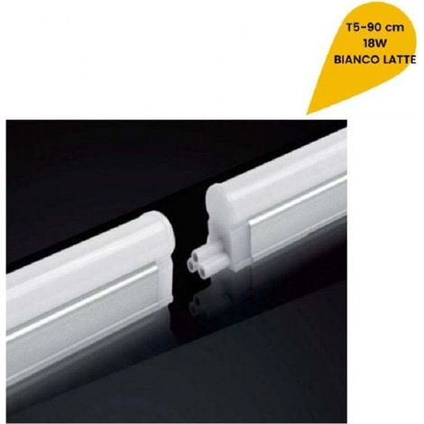 Plafoniera Led Neon T5 Sottopensile Opaco Vari Toni Luce 18 Watt 90cm - -Bianco Caldo - (1/4)