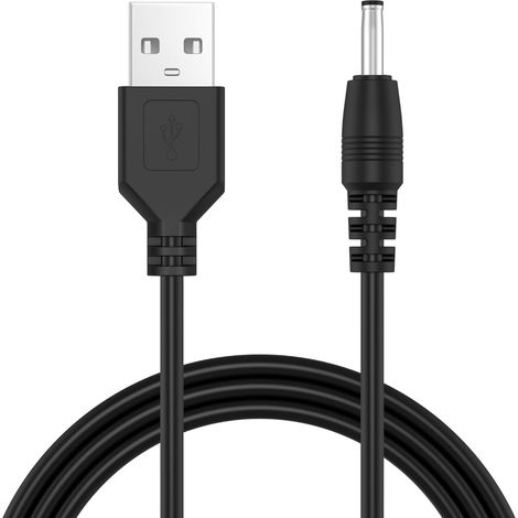 1m USB vers DC 5 V câble d'alimentation avec prise coudée 3.5 x 1.35 mm, câble chargement USB vers DC 3.5 mm pour éclairage LED, mini haut-parleur, câble charge pour brosse à dents électrique (Noir) (1/5)