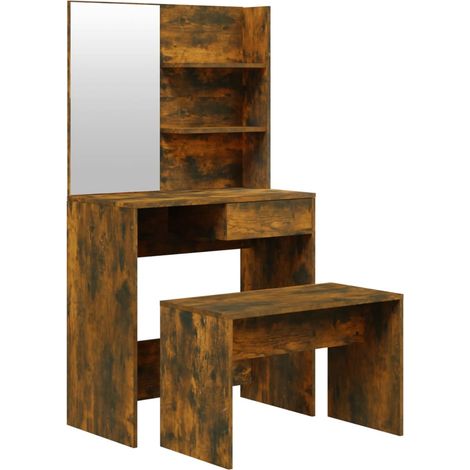 Maison Exclusive - Set Tavolo da Toeletta Rovere Fumo 74,5x40x141 cm