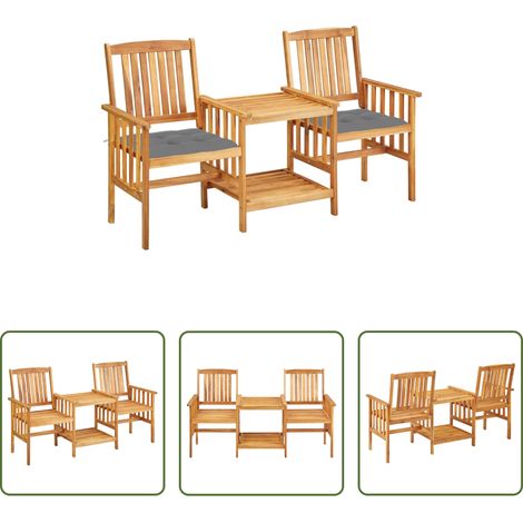 Bistro-Set -  Gartenstühle mit Teetisch und Kissen Akazie Massivholz (1/5)