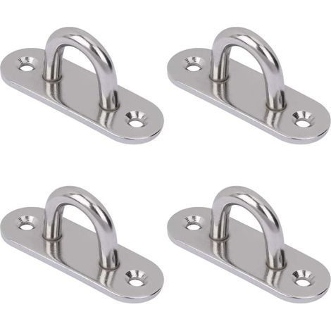 Juego de 4 ganchos de techo de acero inoxidable con placas de ojo oblongas para colgar sillas, hamacas, columpios de yoga, sacos de boxeo y macetas. (1/4)