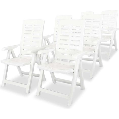 Lot de 6 Chaises de jardin inclinables - Chaises d'extérieur pour terrasse/jardin Plastique Blanc BV136224 - BonneVie (1/5)