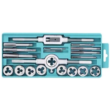 Tarauds et Filières, 20 Pcs M3-M12 Outils de Filetage, Coffret Tarauds et filières, Outil Pour Tarauder Métrique, Filetage Extracteurs de Vis en Acier, Clé Vis outils avec Étui de Rangement