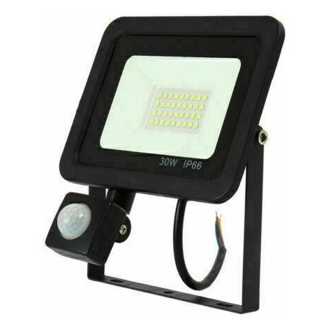 Faro LED 30W Faretto Slim Con Sensore Movimento PIR luce fredda 6000k IP66