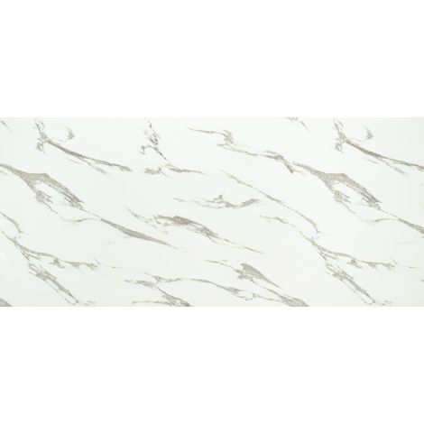 Selbstklebende PVC-Dekorplatte, glatte, weiß-graue Marmoroptik, 280 x 60 cm (1/3)