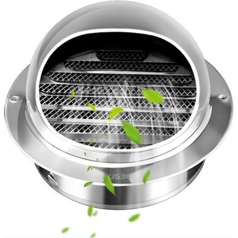 Grille d'aération ronde de 120 mm pour hotte, capuchon rond en acier inoxydable 304 avec grille. (1/5)
