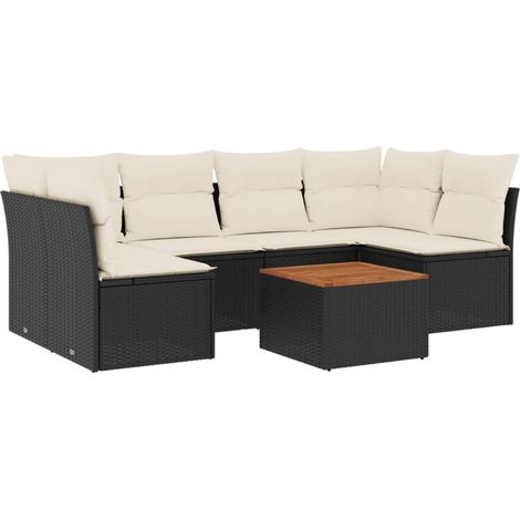 Maison Exclusive - Set de comedor de jardín 7 pzas y cojines ratá (1/3)