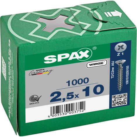 Tornillos Spax Wirox 2 5 mm 10 mm Plata Paquete
