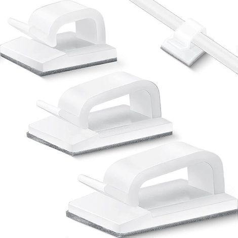 Lot de 75 attaches-câbles autocollantes, clips pour cordons, organisateur de câbles de voiture, support de câbles, gestion des câbles pour la maison et le bureau, 3 tailles-AquaForge (1/5)