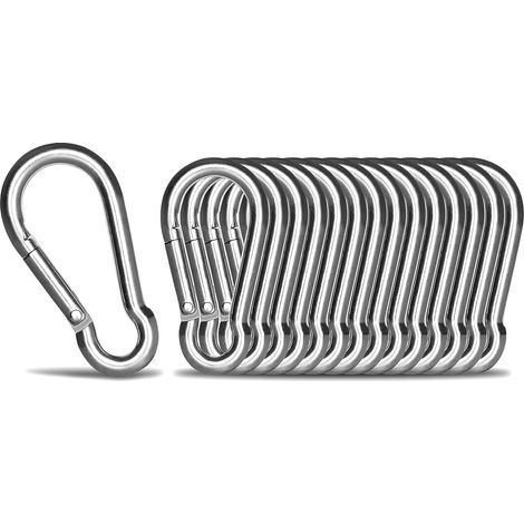 12PCS - M5 Mousqueton en Acier Inoxydable 304 - Petit Mousqueton INOX 50mm de Fixation Capacité de Charge de 150 kg, Crochet Mousquetons Hamc Balancoire - 50mm x φ 5mm (1/5)